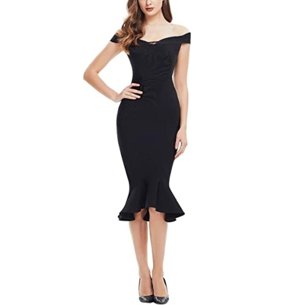 COPY - Runway Rendezvous Ruffle Hem Off Shoulder Glam Celebrity Mermaid Bandage…